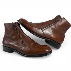 Allen Edmonds Ostendo Double Zipper Ankle Boots Brown Leather Men’s 9 C USA